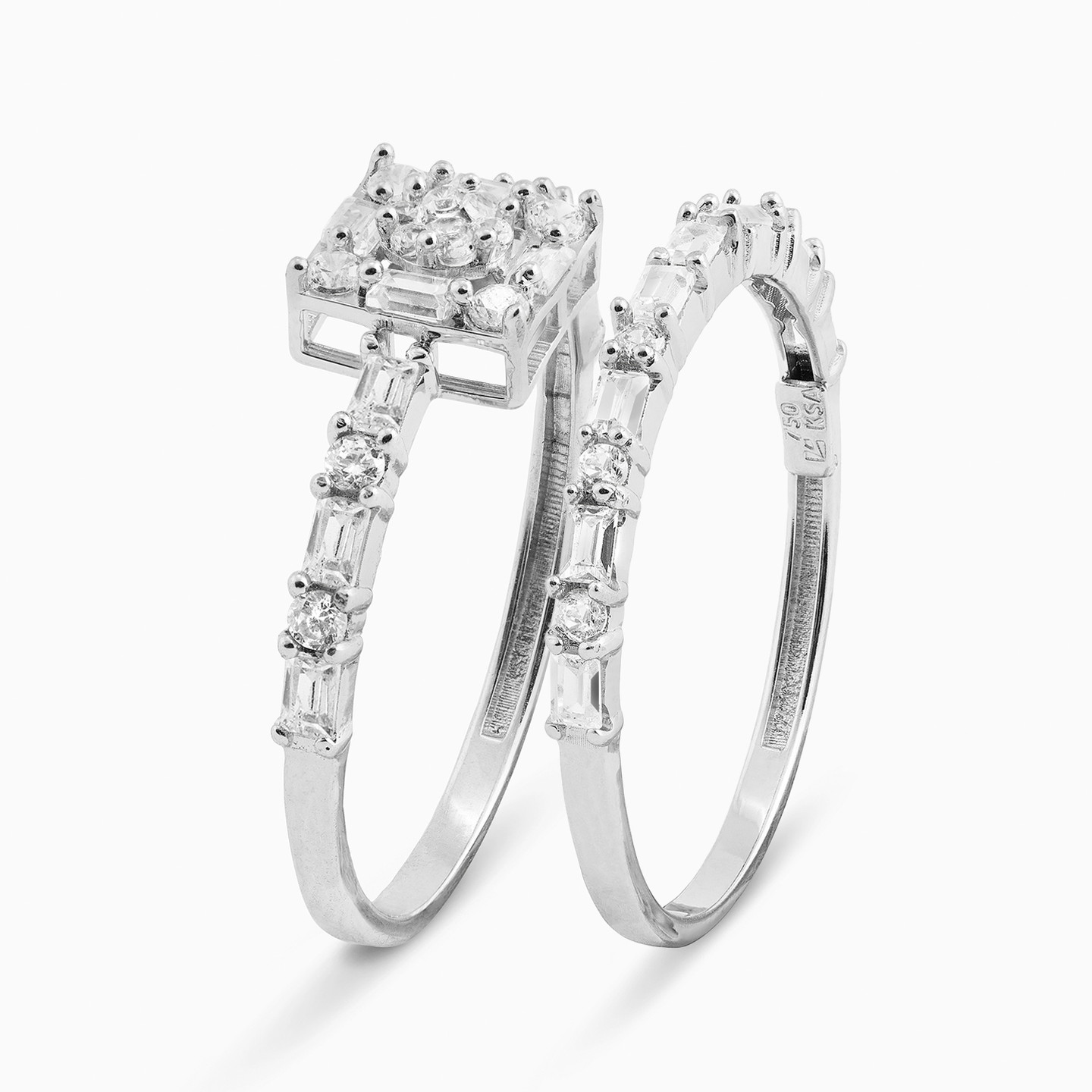 18K Gold Cubic Zirconia Twin Rings