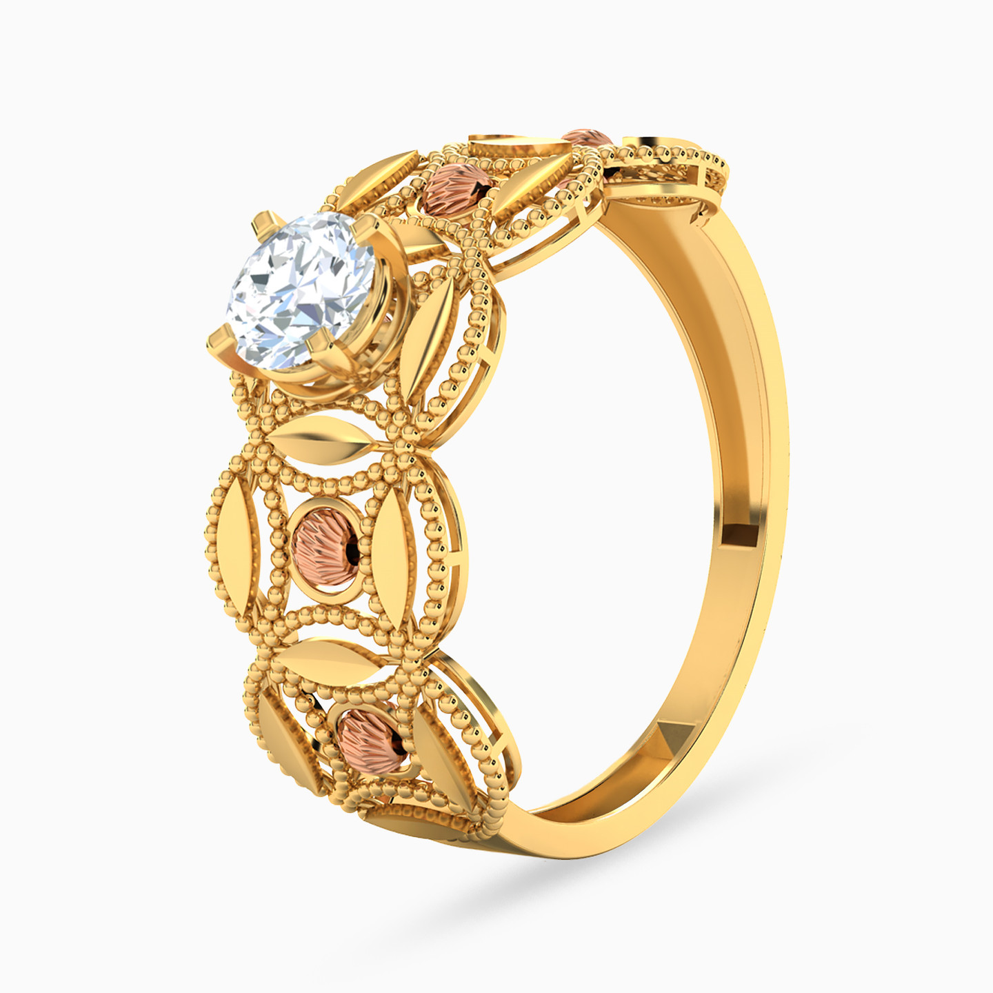 Circle Cubic Zirconia Twin Rings in 21K Gold - 2