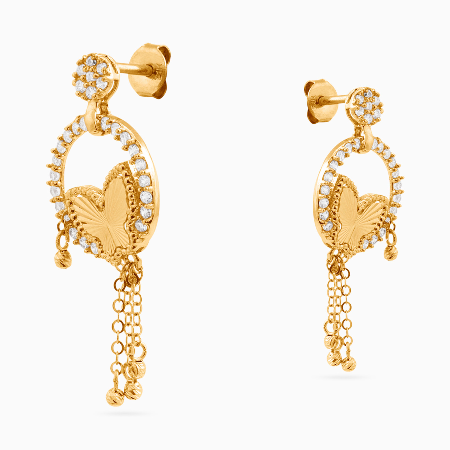 Butterfly Cubic Zirconia Drop Earrings in 18K Gold - 3 Butterfly Cubic Zirconia Drop Earrings in 18K Gold - 3