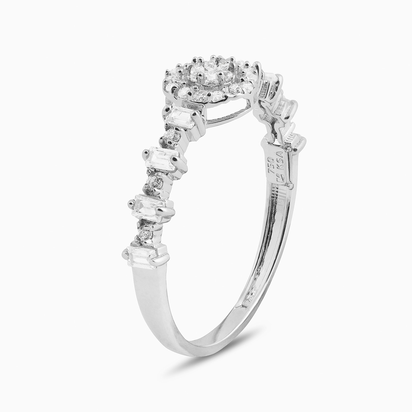 Flower Cubic Zirconia Twin Rings in 18K Gold - 2 Flower Cubic Zirconia Twin Rings in 18K Gold - 2