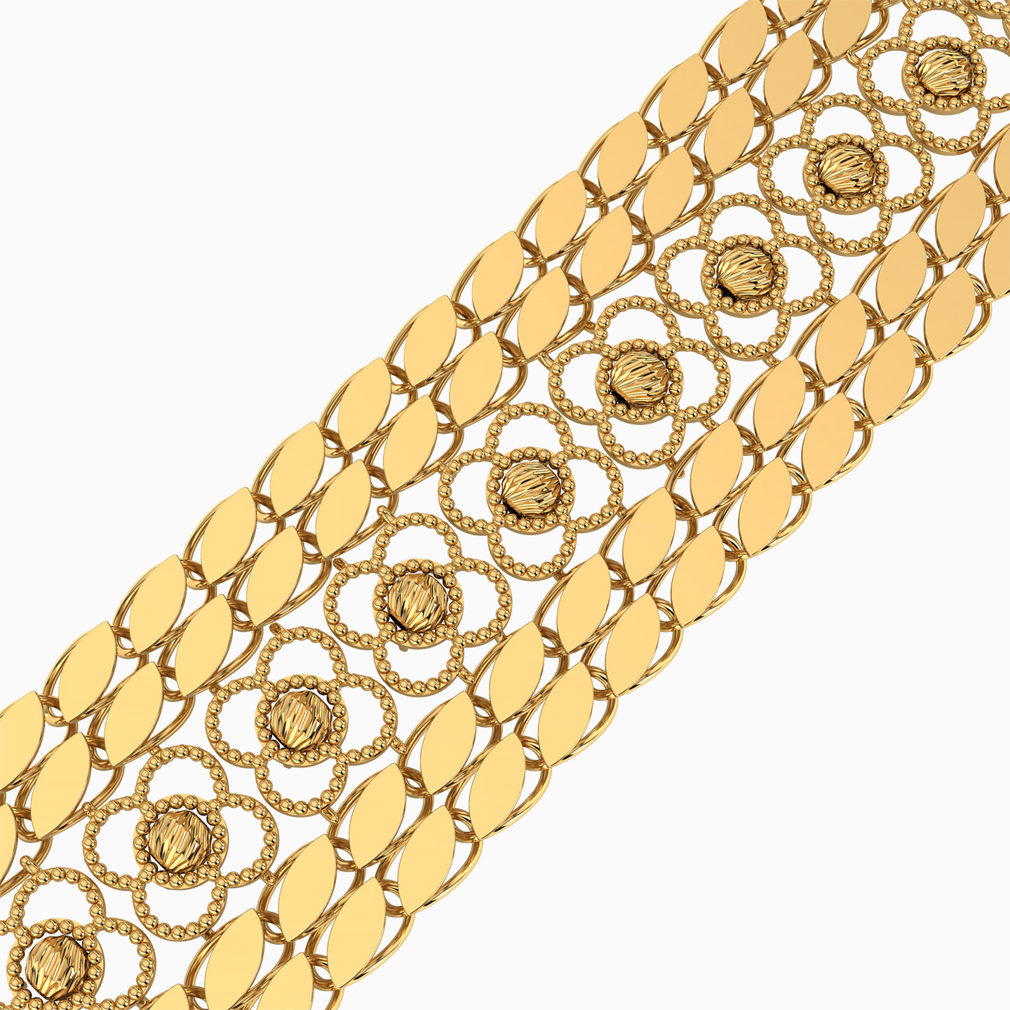 أسورة بسلسلة ذهب منقوشة عيار 21 قيراط - 2 أسورة بسلسلة ذهب منقوشة عيار 21 قيراط - 2