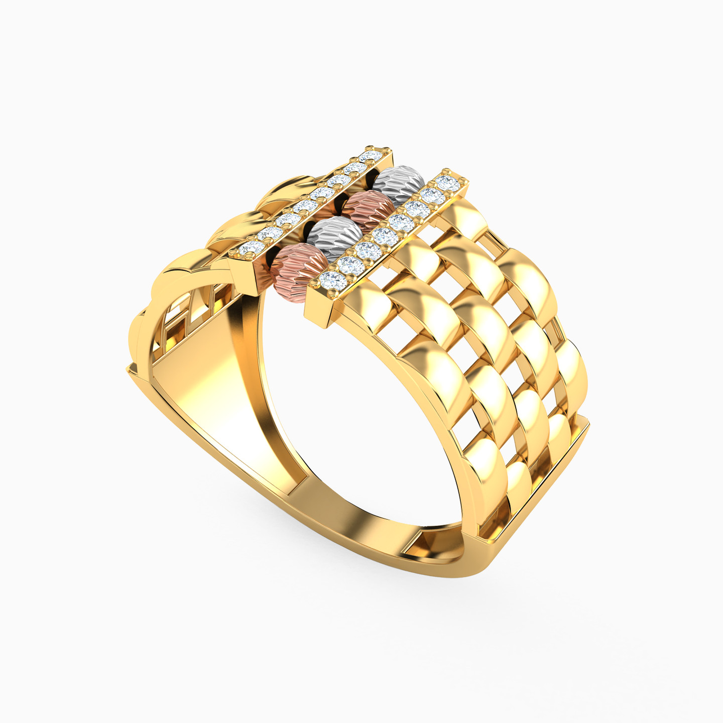 21K Gold Cubic Zirconia Statement Ring - 2