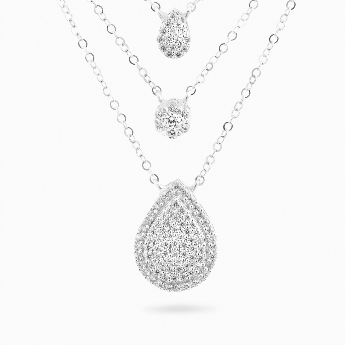 18K Gold Cubic Zirconia Layered Necklace