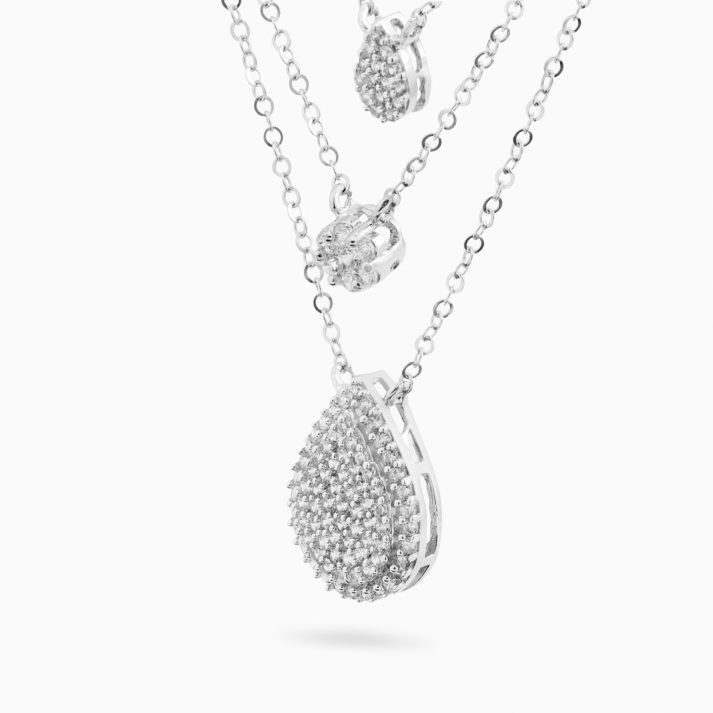 18K Gold Cubic Zirconia Layered Necklace - 2