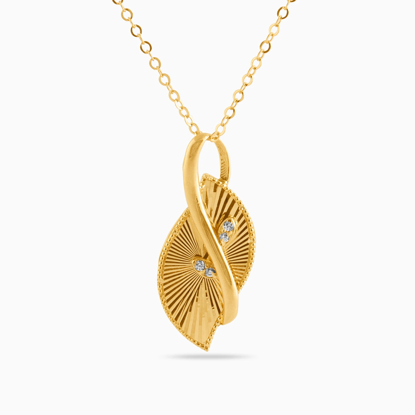 Leaf Cubic Zirconia Necklace in 21K Gold Leaf Cubic Zirconia Necklace in 21K Gold