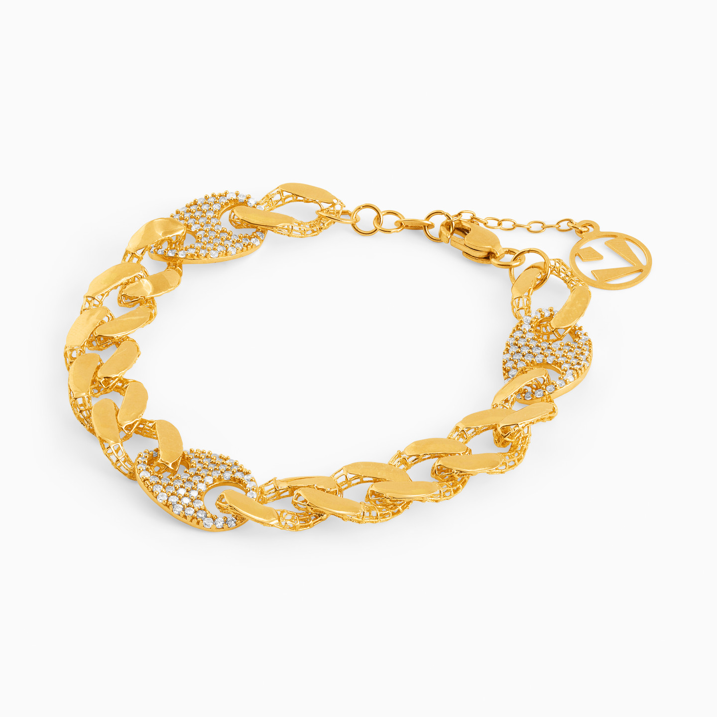 21K Gold Cubic Zirconia Chain Bracelet