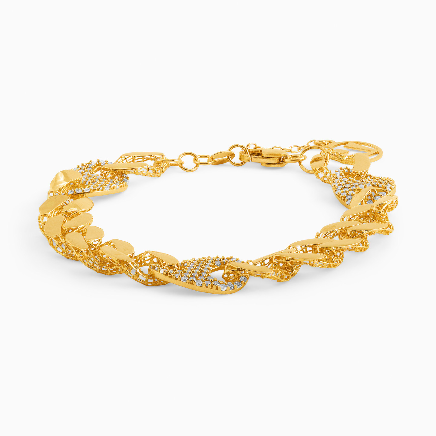 21K Gold Cubic Zirconia Chain Bracelet - 2