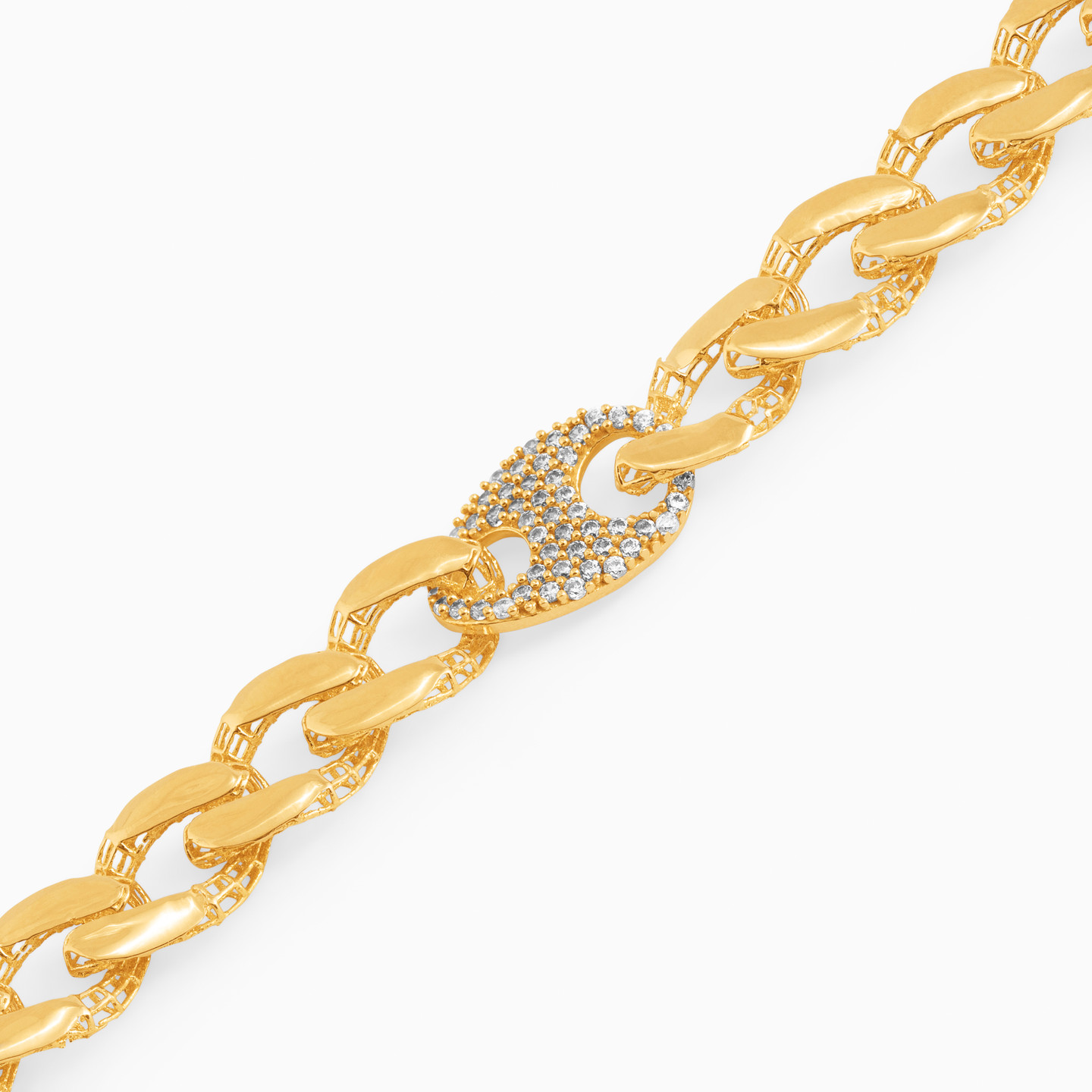 21K Gold Cubic Zirconia Chain Bracelet - 3