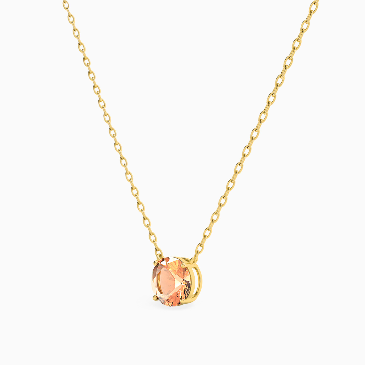 Circle Orange Stone Necklace in 18K Gold - 2 Circle Orange Stone Necklace in 18K Gold - 2