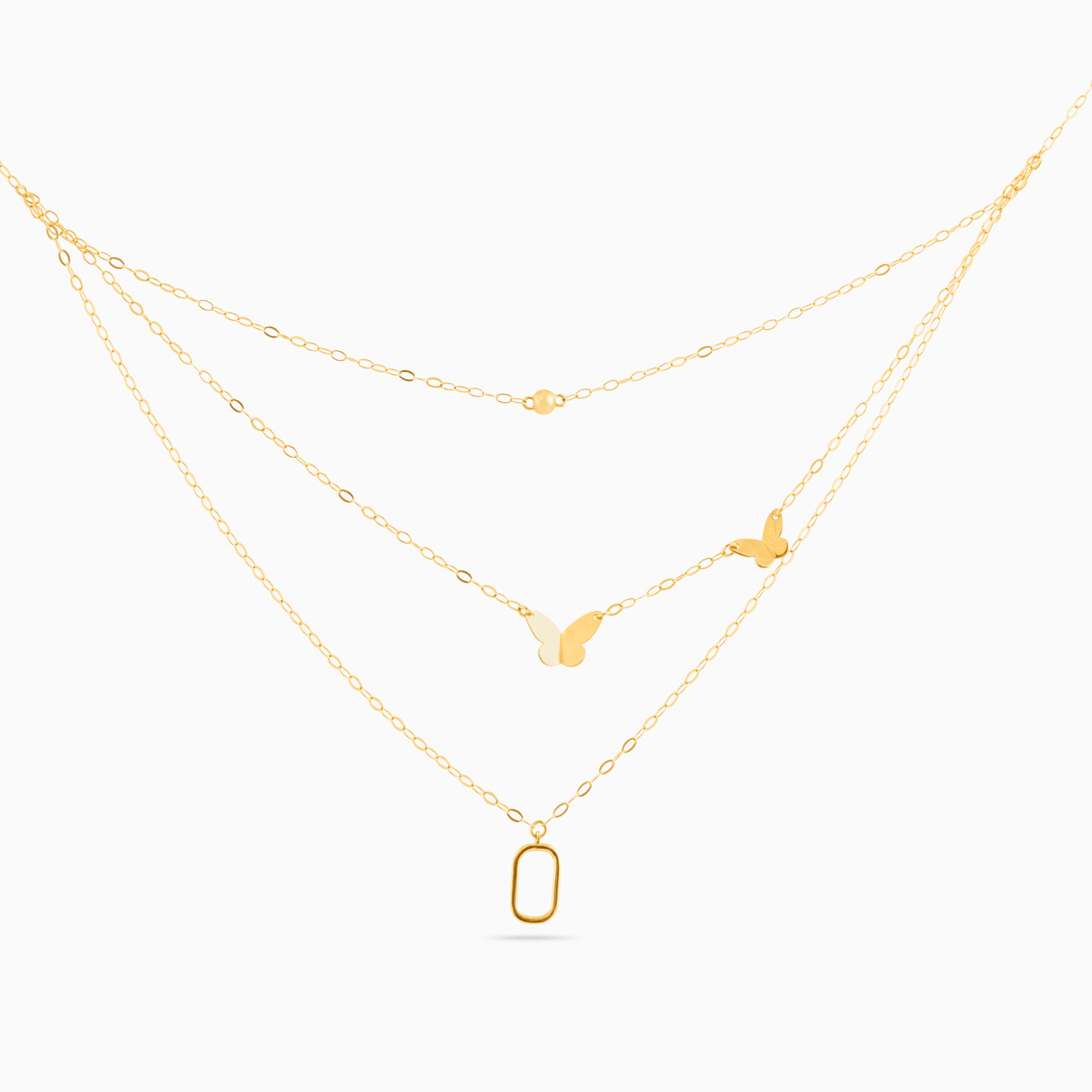 Butterfly Layered Necklace in 18K Gold - 3 Butterfly Layered Necklace in 18K Gold - 3