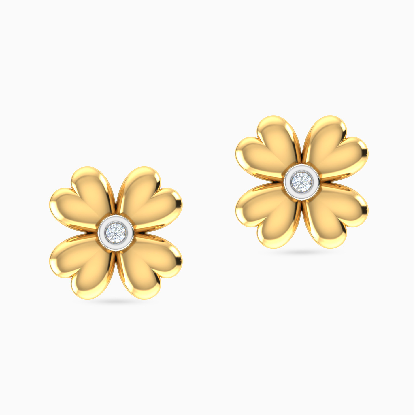 Flower Diamonds Stud Earrings in 18K Gold