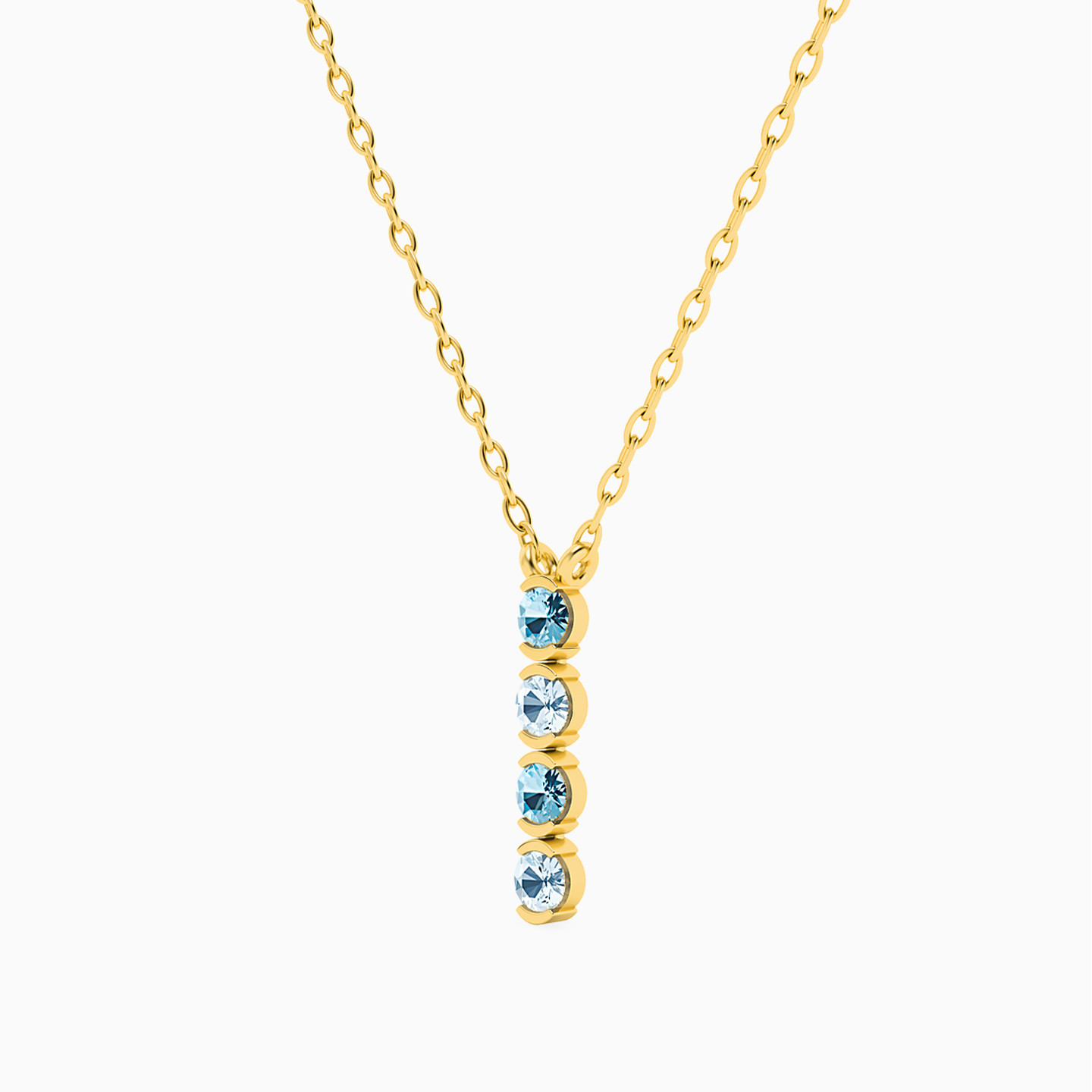 Circle Colored Stones Necklace In 18K Gold - 2 Circle Colored Stones Necklace In 18K Gold - 2