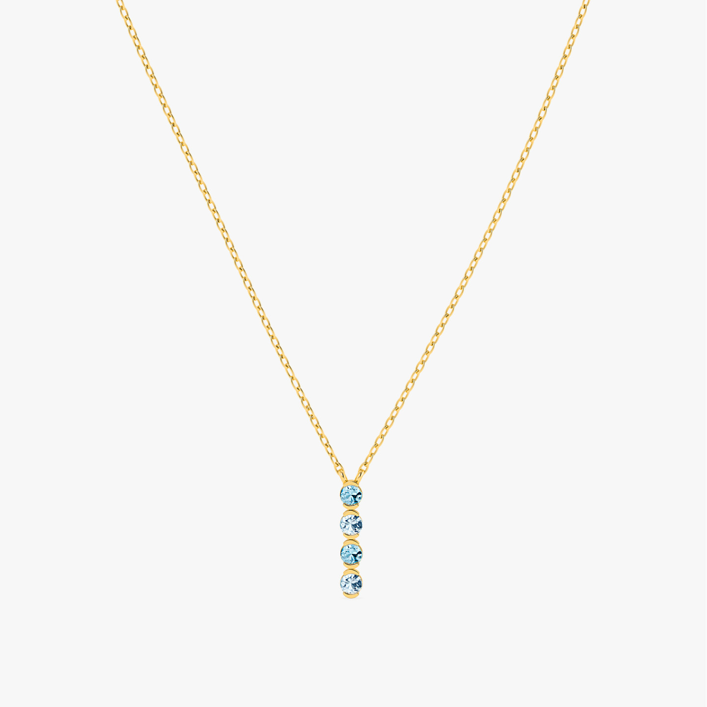 Circle Colored Stones Necklace In 18K Gold - 3 Circle Colored Stones Necklace In 18K Gold - 3