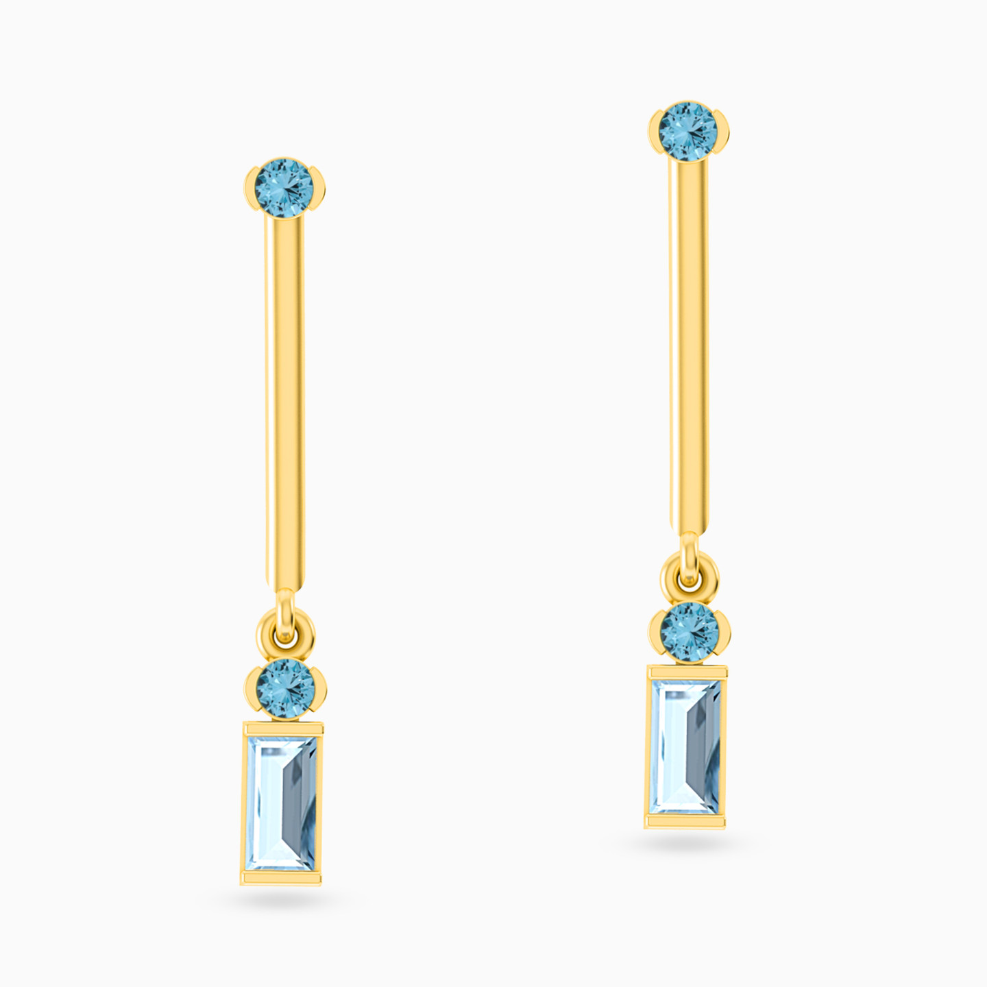 Baguette Colored Stones Drop Earrings in 18K Gold Baguette Colored Stones Drop Earrings in 18K Gold