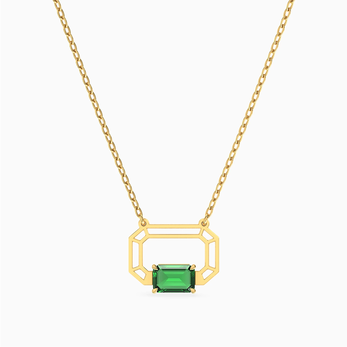 Rectangle Green Stones Necklace in 18K Gold Rectangle Green Stones Necklace in 18K Gold