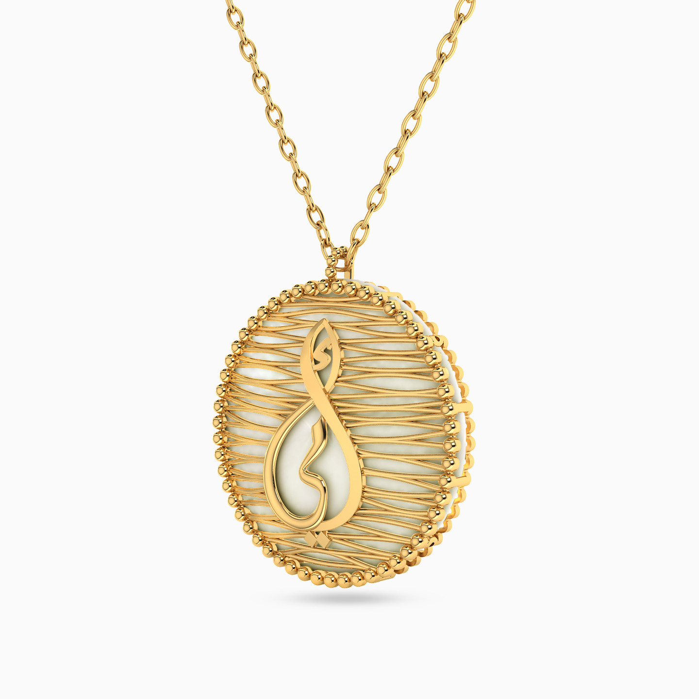 Circle Colored Stones Necklace in 18K Gold - 2 Circle Colored Stones Necklace in 18K Gold - 2