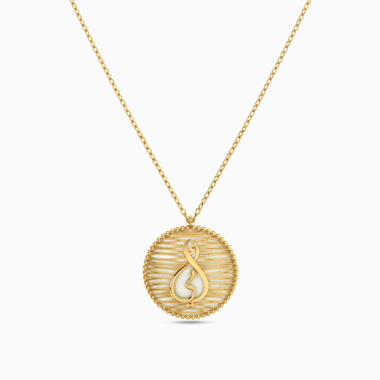 Circle Colored Stones Necklace in 18K Gold - 3 Circle Colored Stones Necklace in 18K Gold - 3