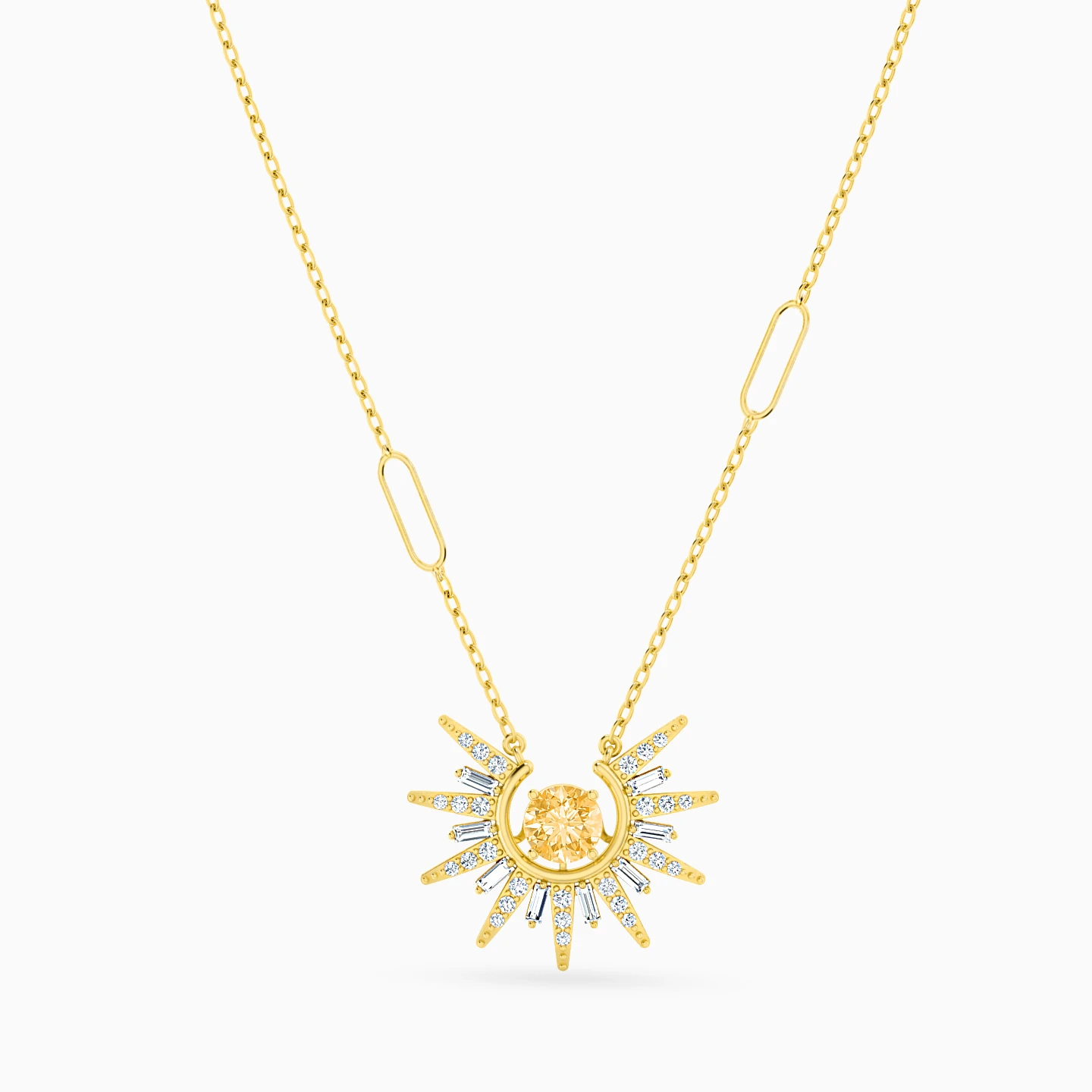 Sun Yellow Stone Necklace in 18K Gold - 3 Sun Yellow Stone Necklace in 18K Gold - 3
