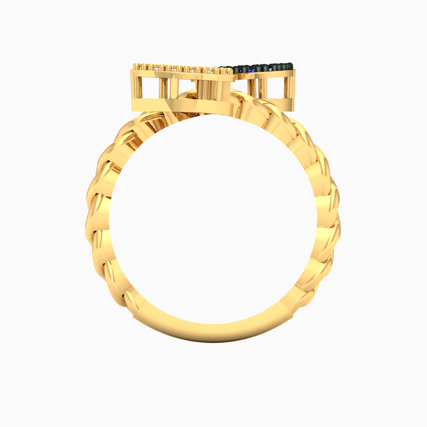 خاتم ذهب قلب عيار 18 قيراط مزين بحجر أزرق - 3 خاتم ذهب قلب عيار 18 قيراط مزين بحجر أزرق - 3