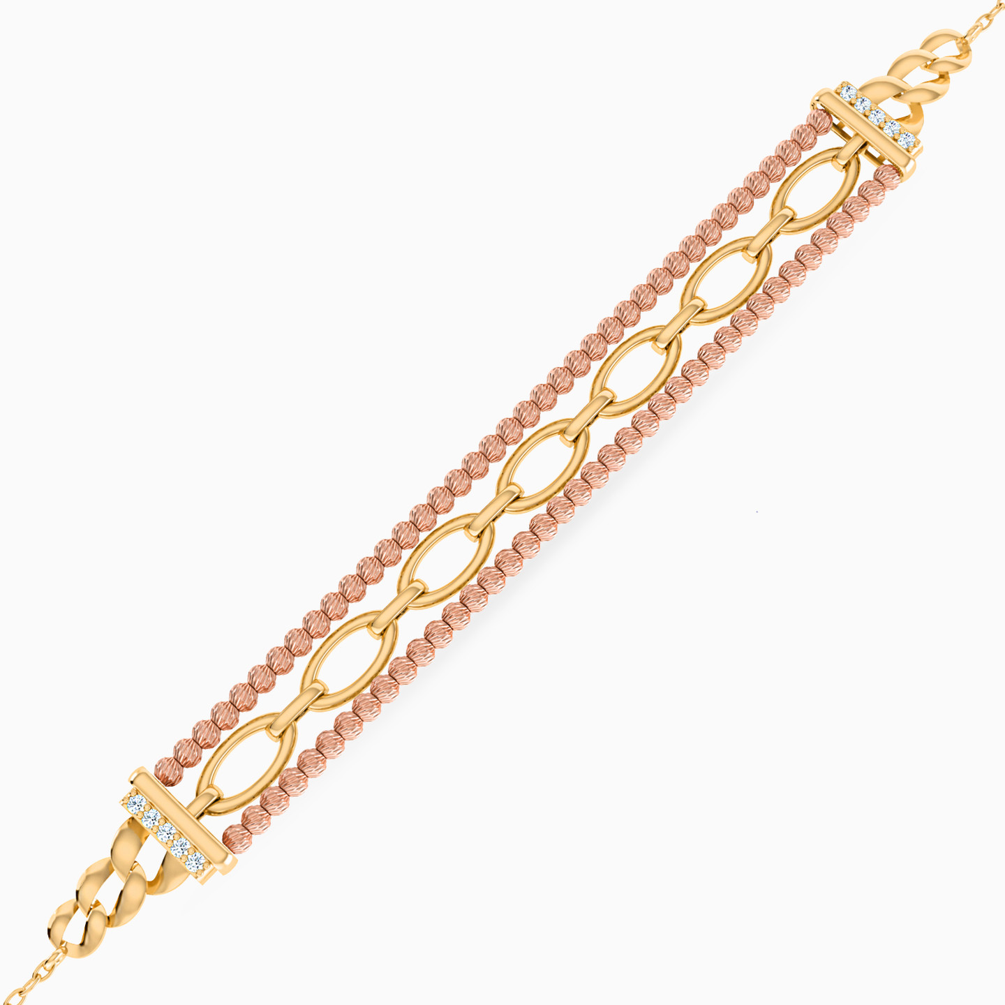 21K Gold Cubic Zirconia Chain Bracelet - 2