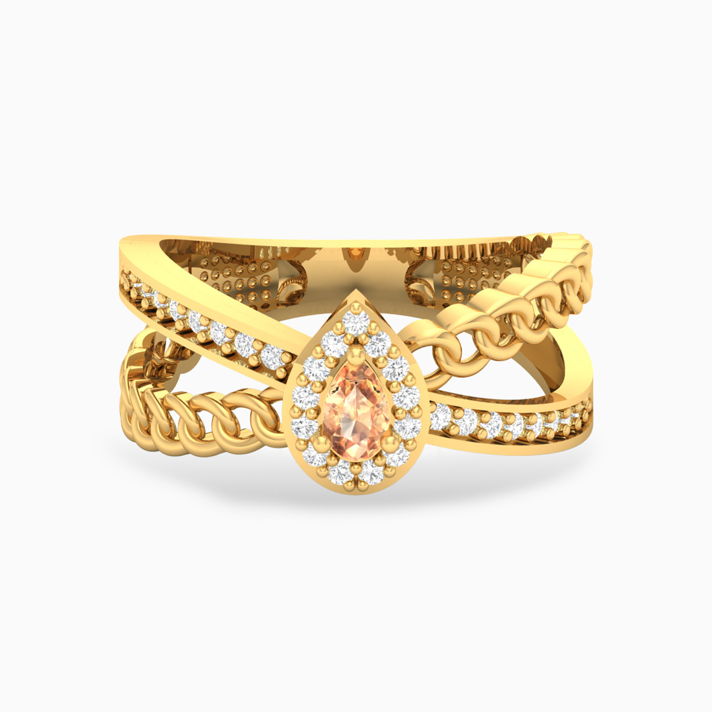 18K Gold Colored Stones Statement Ring