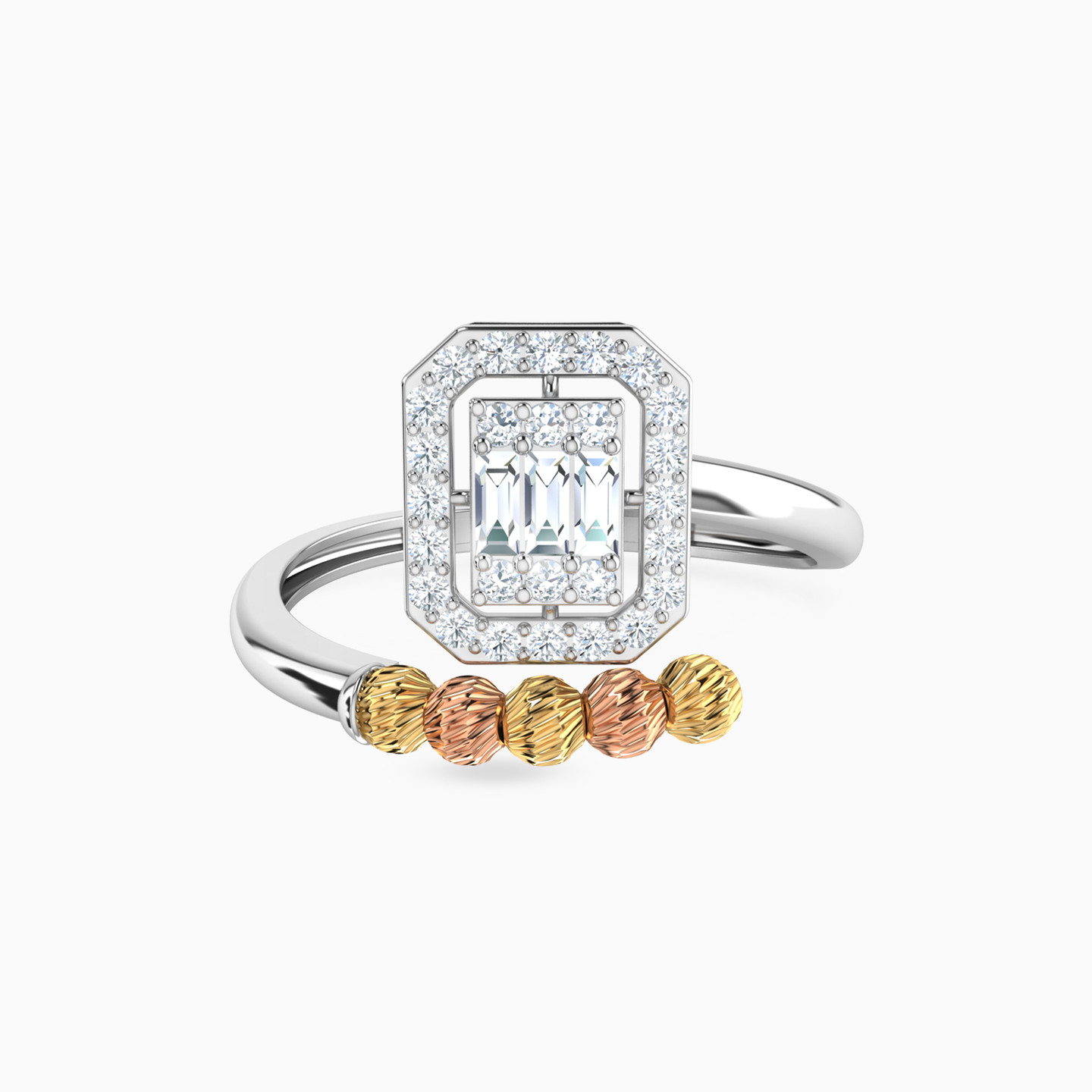 Multi-shaped Cubic Zirconia Two-headed Ring in 18K Gold