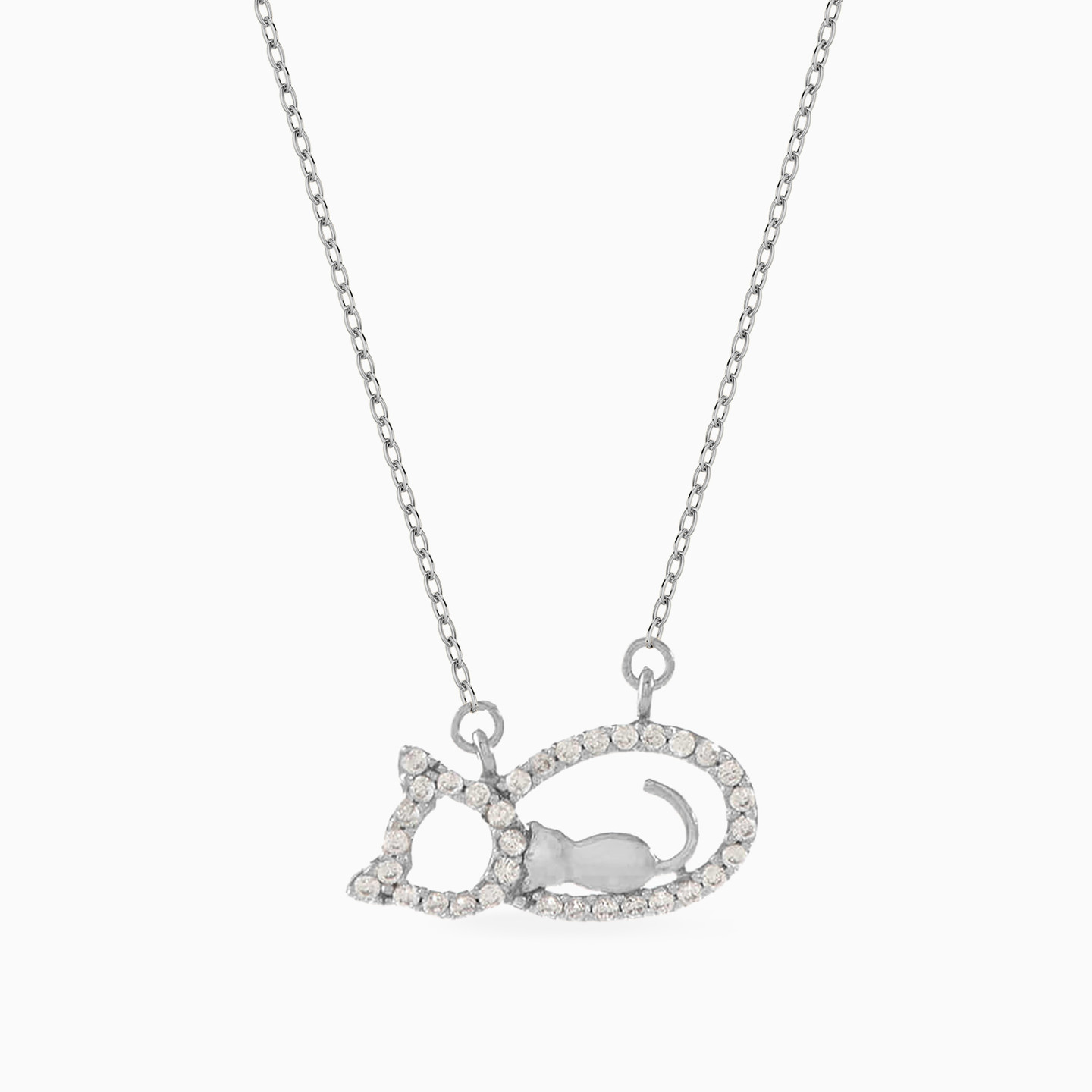 Cat Cubic Zirconia Necklace in 18K Gold Cat Cubic Zirconia Necklace in 18K Gold