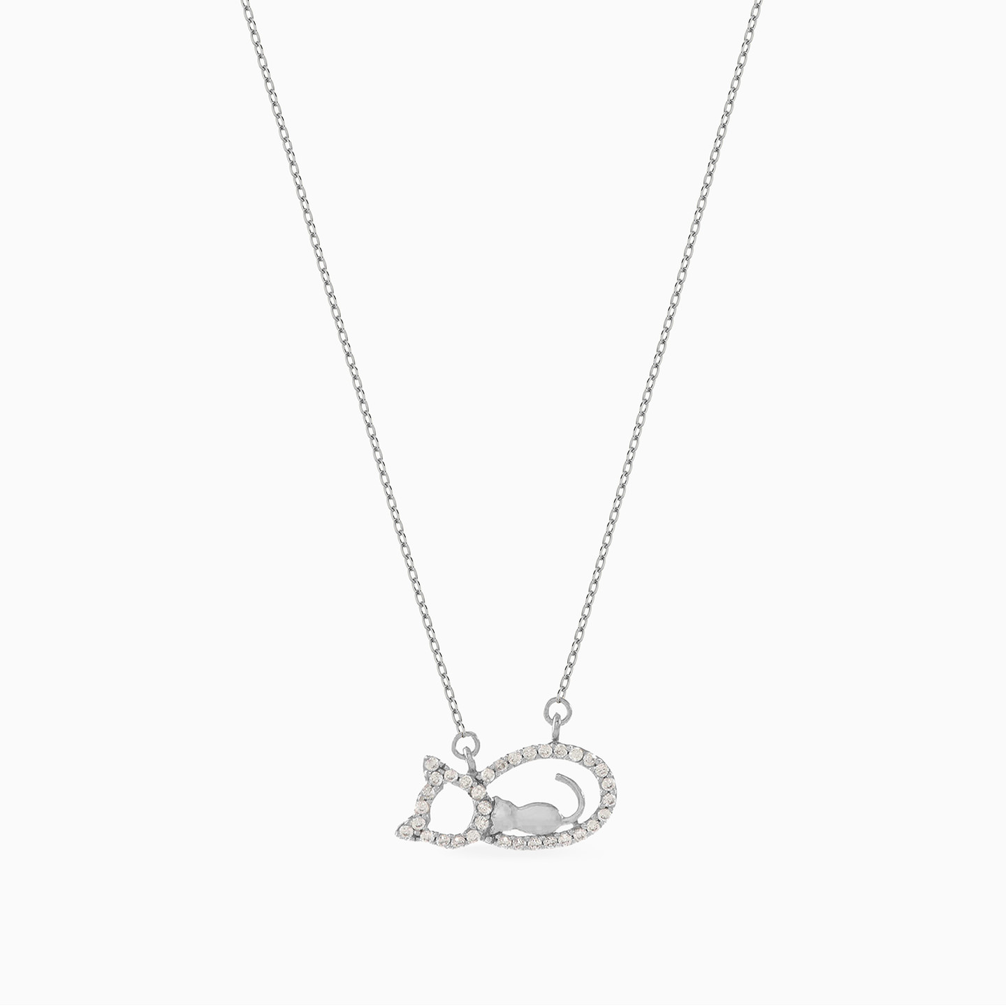 Cat Cubic Zirconia Necklace in 18K Gold - 2 Cat Cubic Zirconia Necklace in 18K Gold - 2