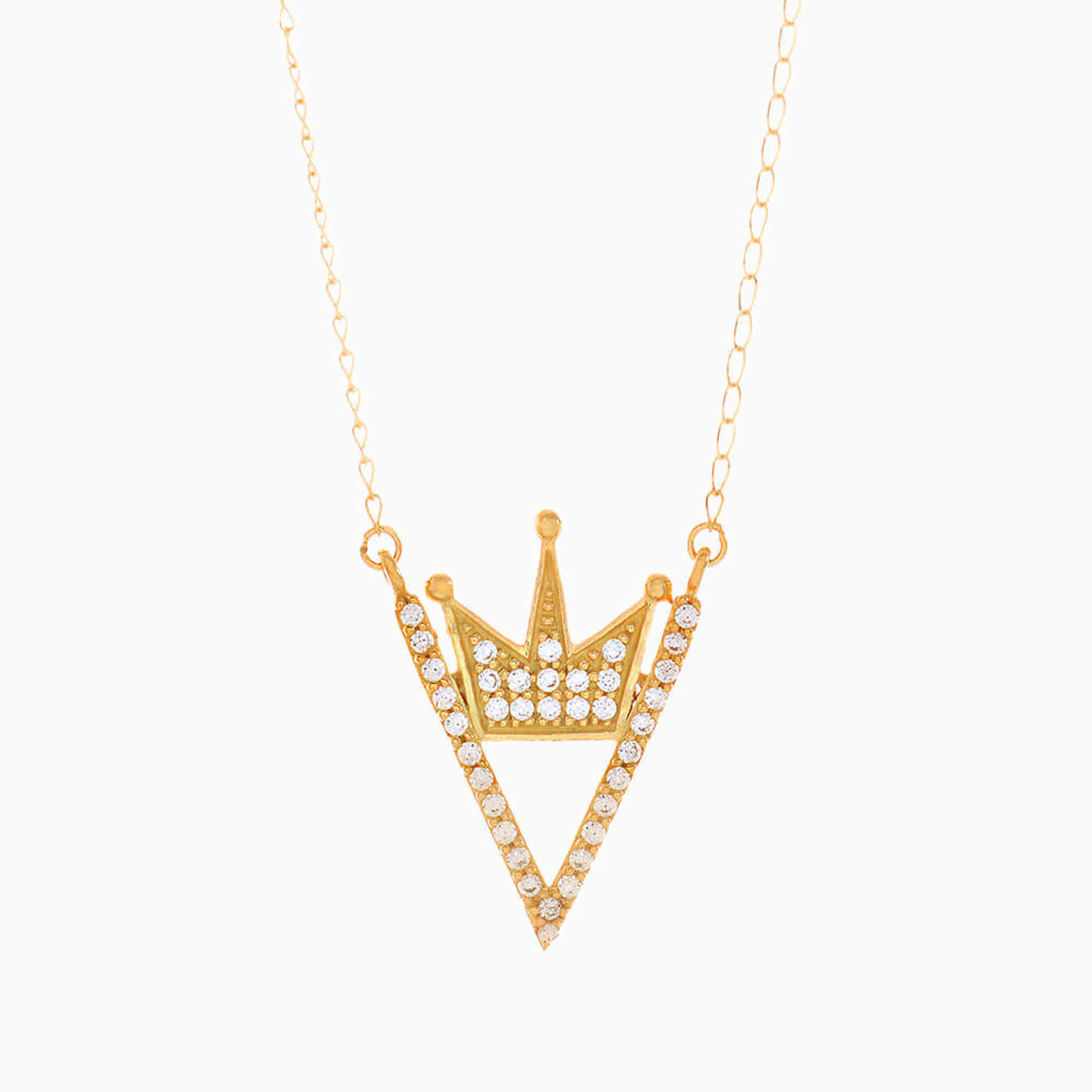 18K Gold Cubic Zirconia Pendant Necklace