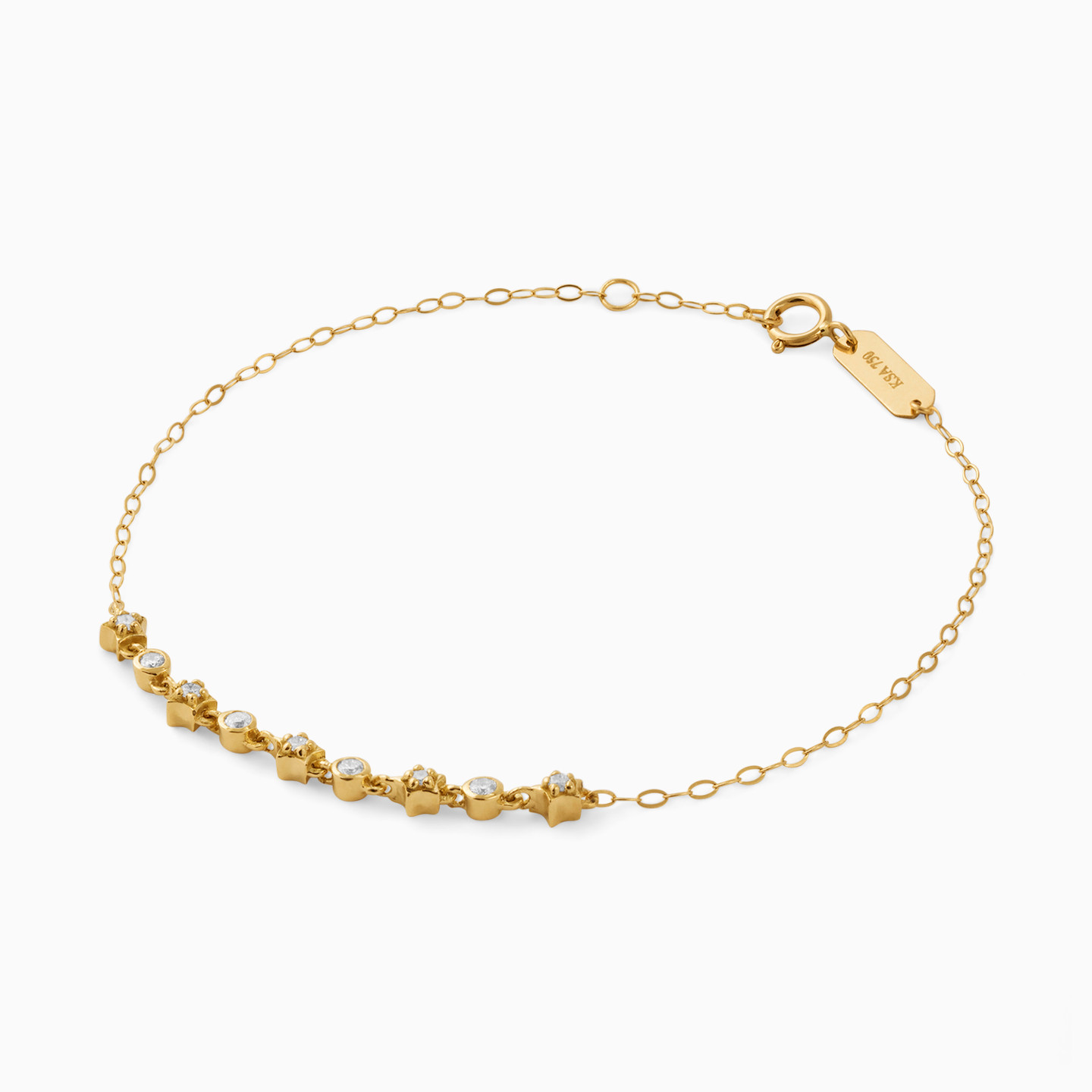 Star Diamond Chain Bracelet in 18K Gold - 2 Star Diamond Chain Bracelet in 18K Gold - 2