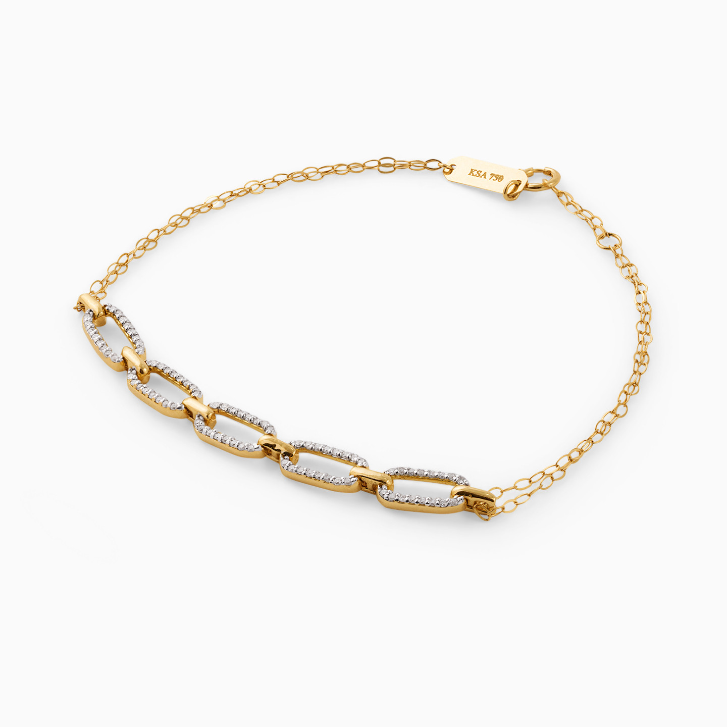 Link Diamond Chain Bracelet in 18K Gold - 2 Link Diamond Chain Bracelet in 18K Gold - 2