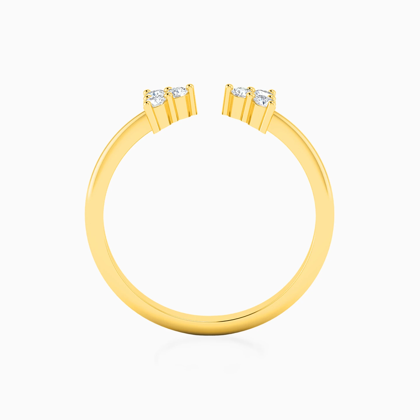 Triangle Diamonds Two headed Ring in 18K Gold - 3 Triangle Diamonds Two headed Ring in 18K Gold - 3