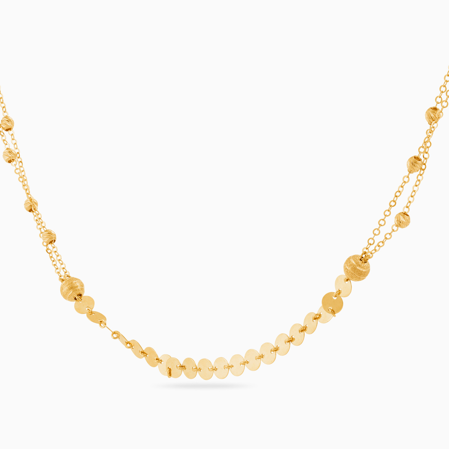 Circle Cubic Zirconia Chain Necklace in 21K Gold - 2