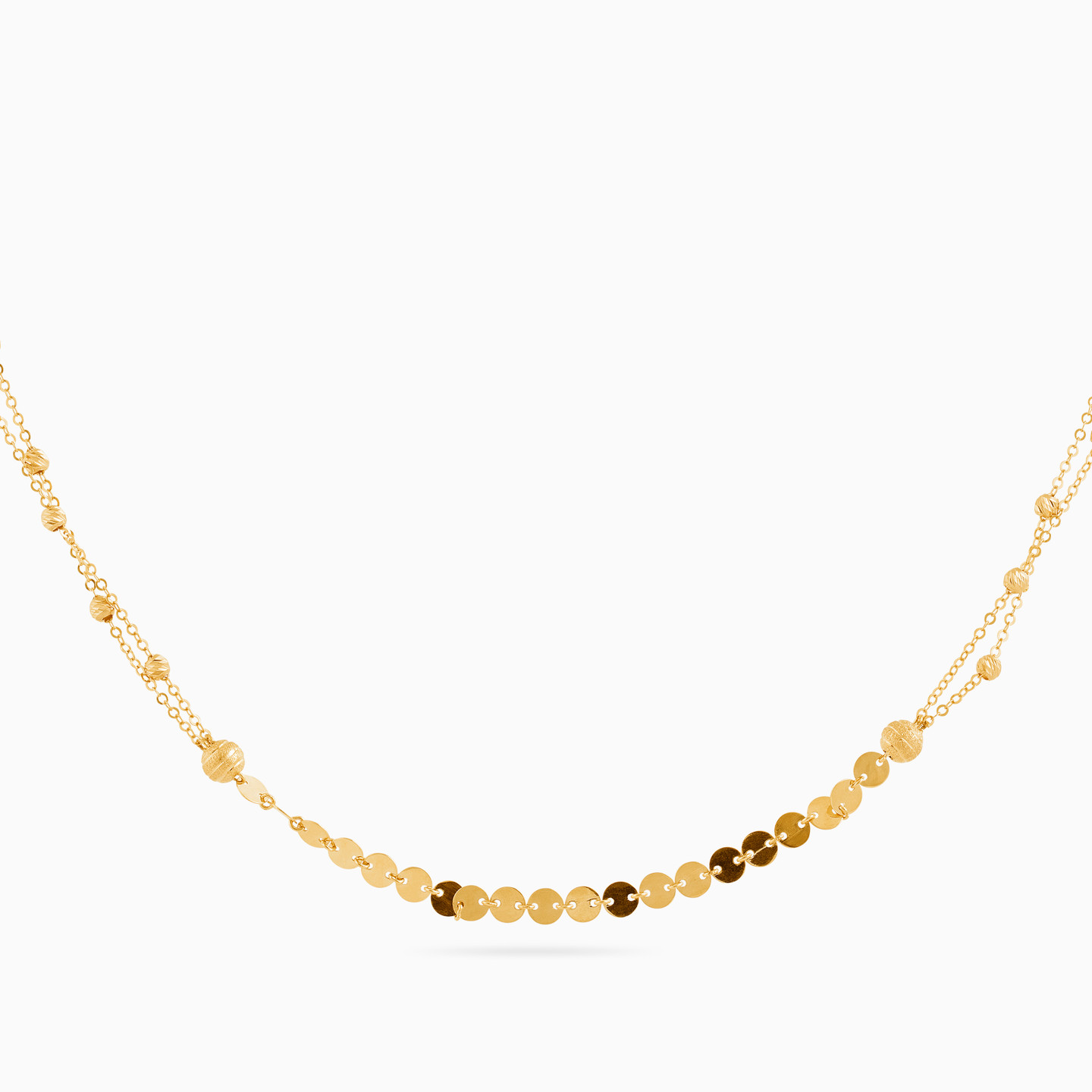 Circle Cubic Zirconia Chain Necklace in 21K Gold