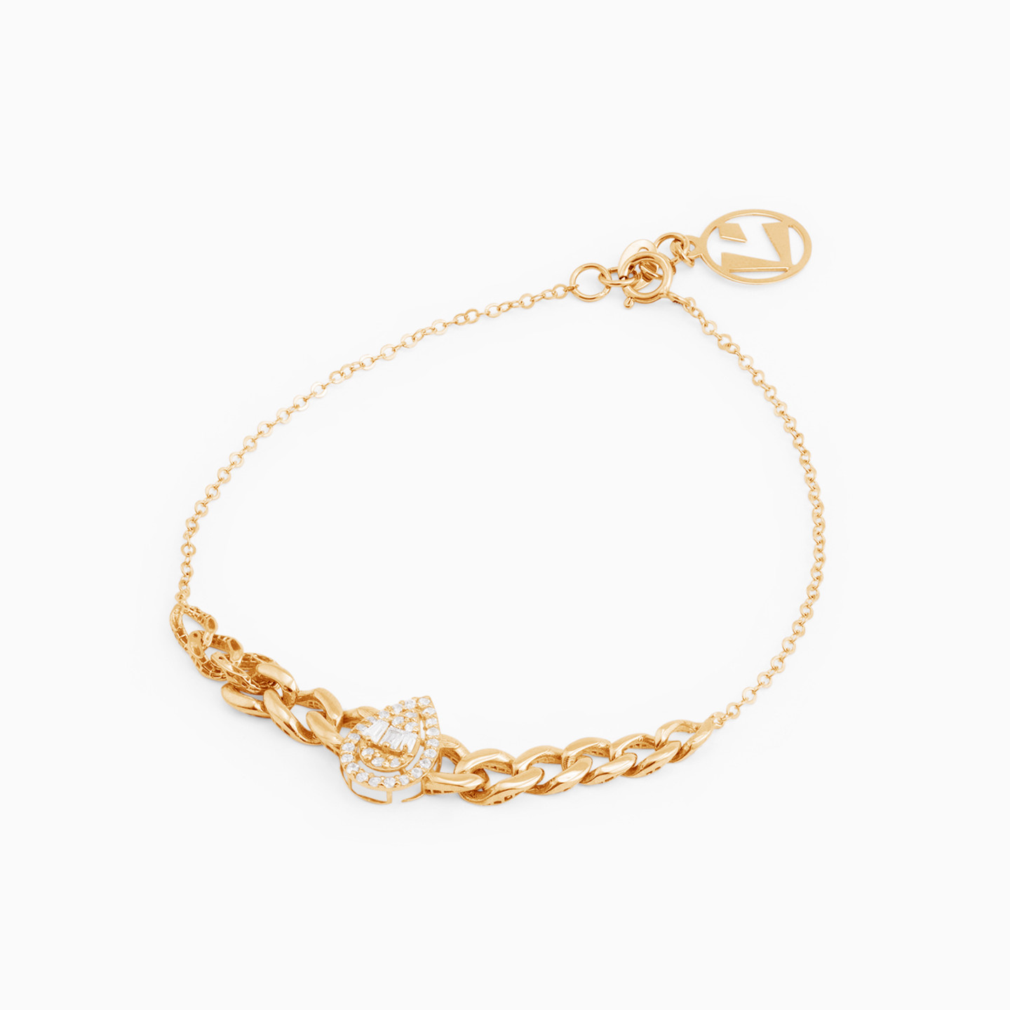 Pear Cubic Zirconia Chain Bracelet in 18K Gold - 2 Pear Cubic Zirconia Chain Bracelet in 18K Gold - 2
