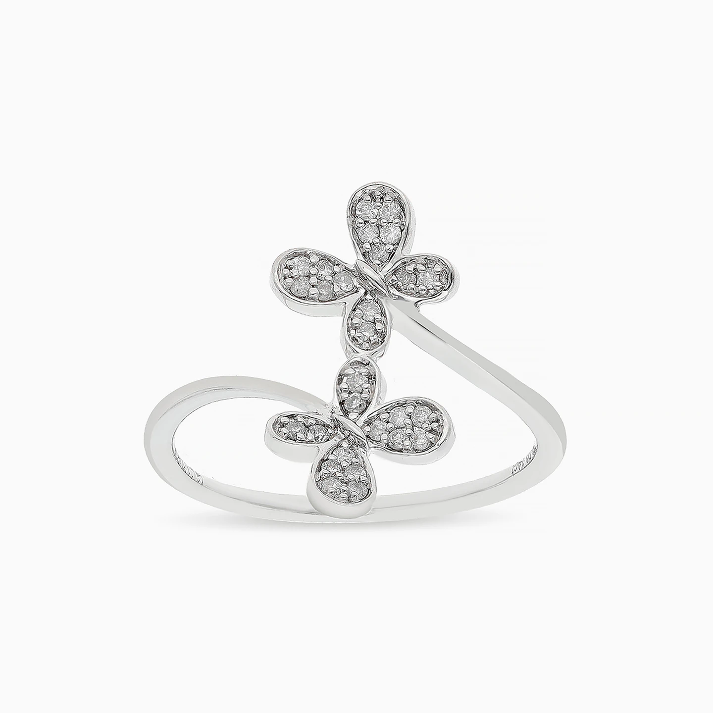Butterfly Diamond Two headed Ring in 18K Gold - 2 Butterfly Diamond Two headed Ring in 18K Gold - 2