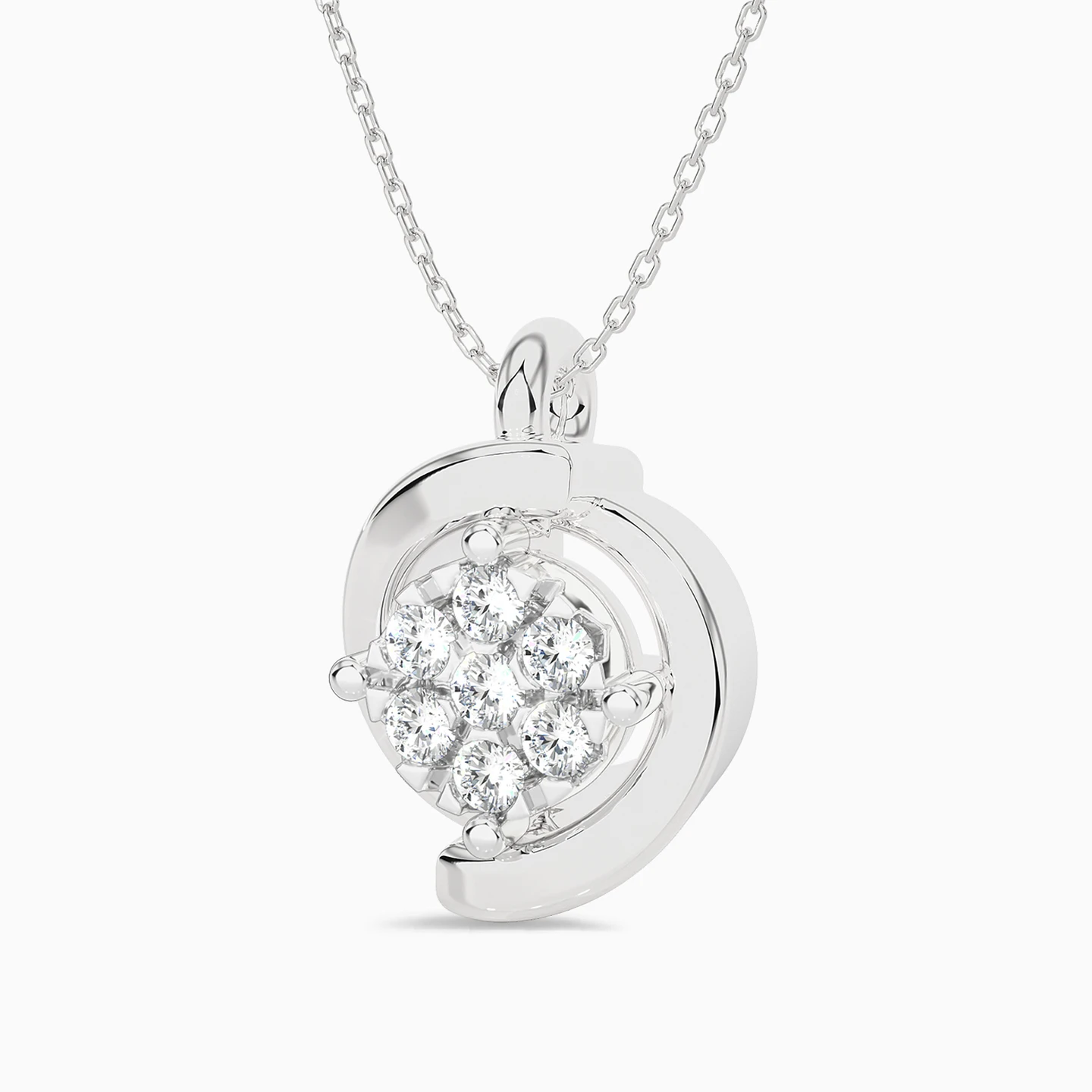 Floral Swirl Diamond Pendant Necklace in 18K Gold - 2 Floral Swirl Diamond Pendant Necklace in 18K Gold - 2