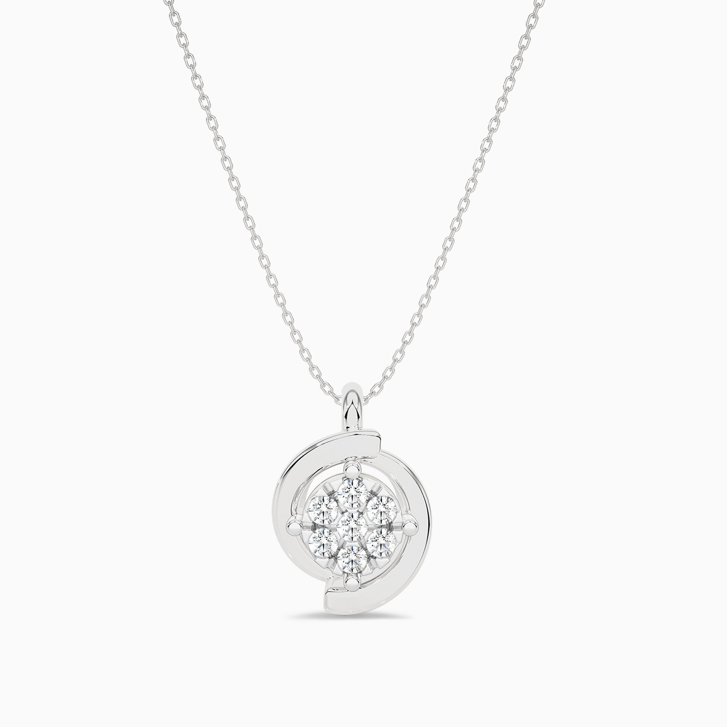 Floral Swirl Diamond Pendant Necklace in 18K Gold - 3 Floral Swirl Diamond Pendant Necklace in 18K Gold - 3