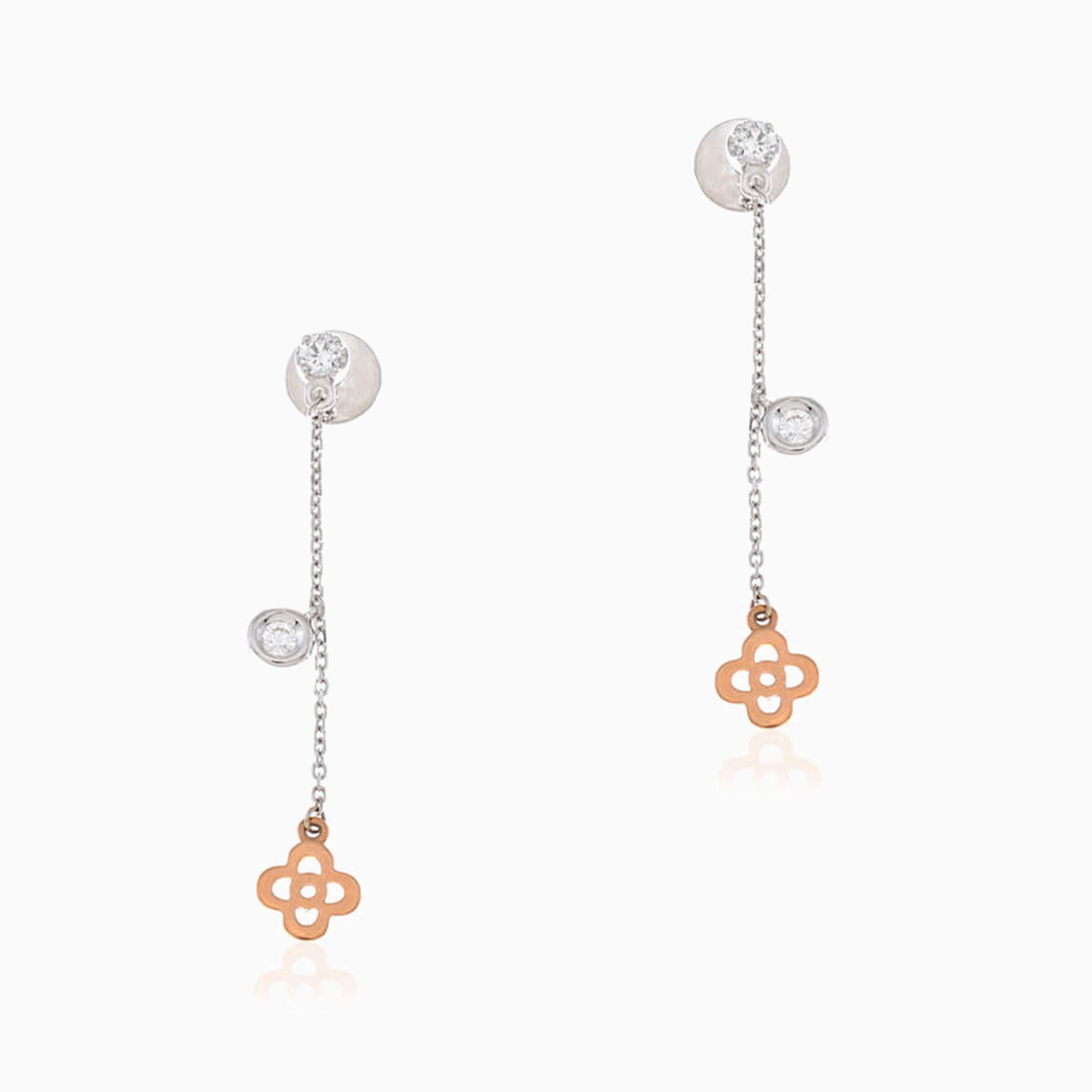 Clover Diamond Drop Earrings in 18K Gold - 2 Clover Diamond Drop Earrings in 18K Gold - 2