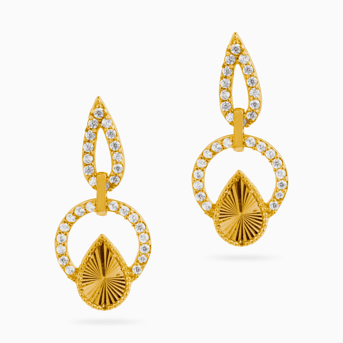 21K Gold Cubic Zirconia Drop Earrings