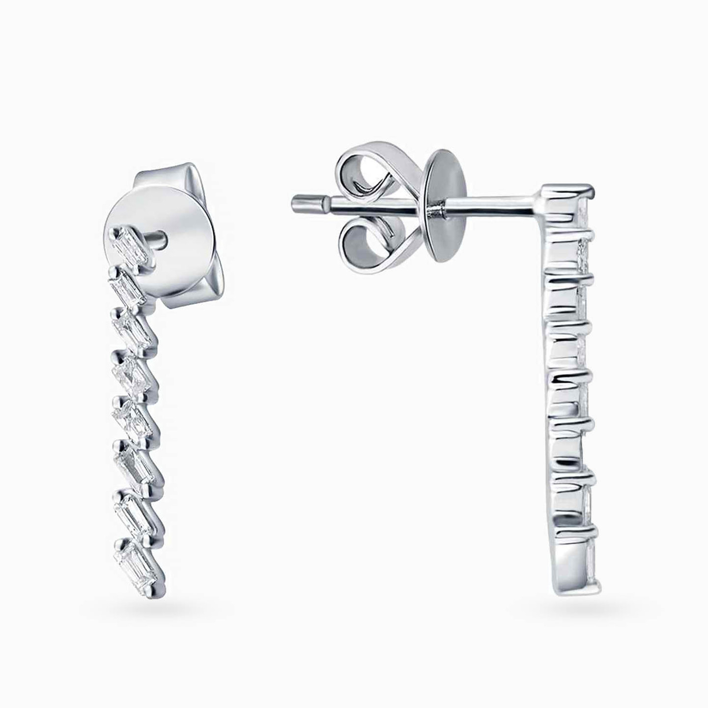 Slim Diamond Drop Earrings in 18K Gold - 2 Slim Diamond Drop Earrings in 18K Gold - 2