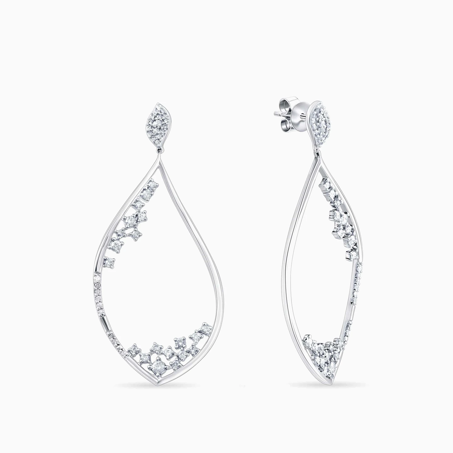 Pear Diamond Drop Earrings in 18K Gold - 2 Pear Diamond Drop Earrings in 18K Gold - 2