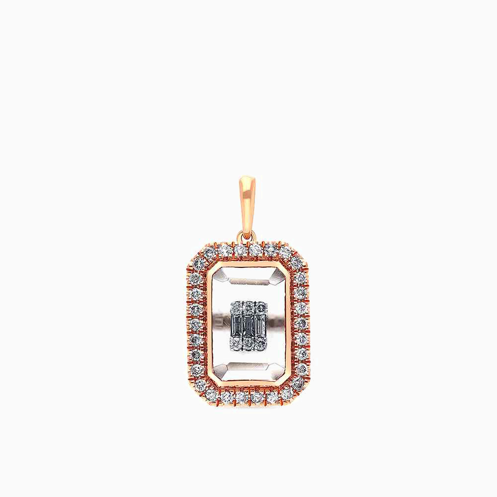 Rectangle Diamond & Clear Stones Pendant in 18K Gold Rectangle Diamond & Clear Stones Pendant in 18K Gold