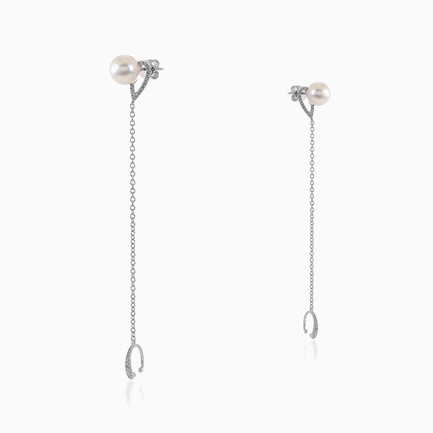 Circle Diamond & Pearl Drop Earrings in 18K Gold - 4 Circle Diamond & Pearl Drop Earrings in 18K Gold - 4