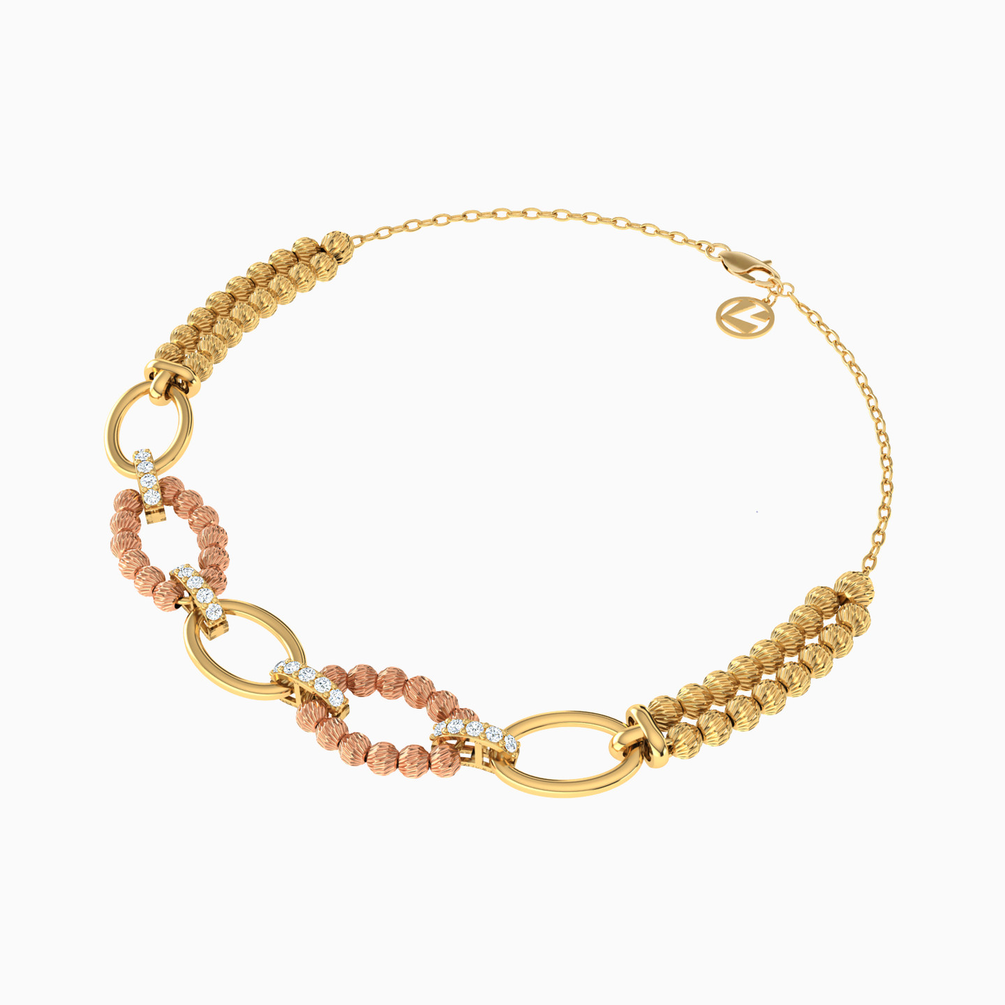 21K Gold Cubic Zirconia Chain Bracelet - 2