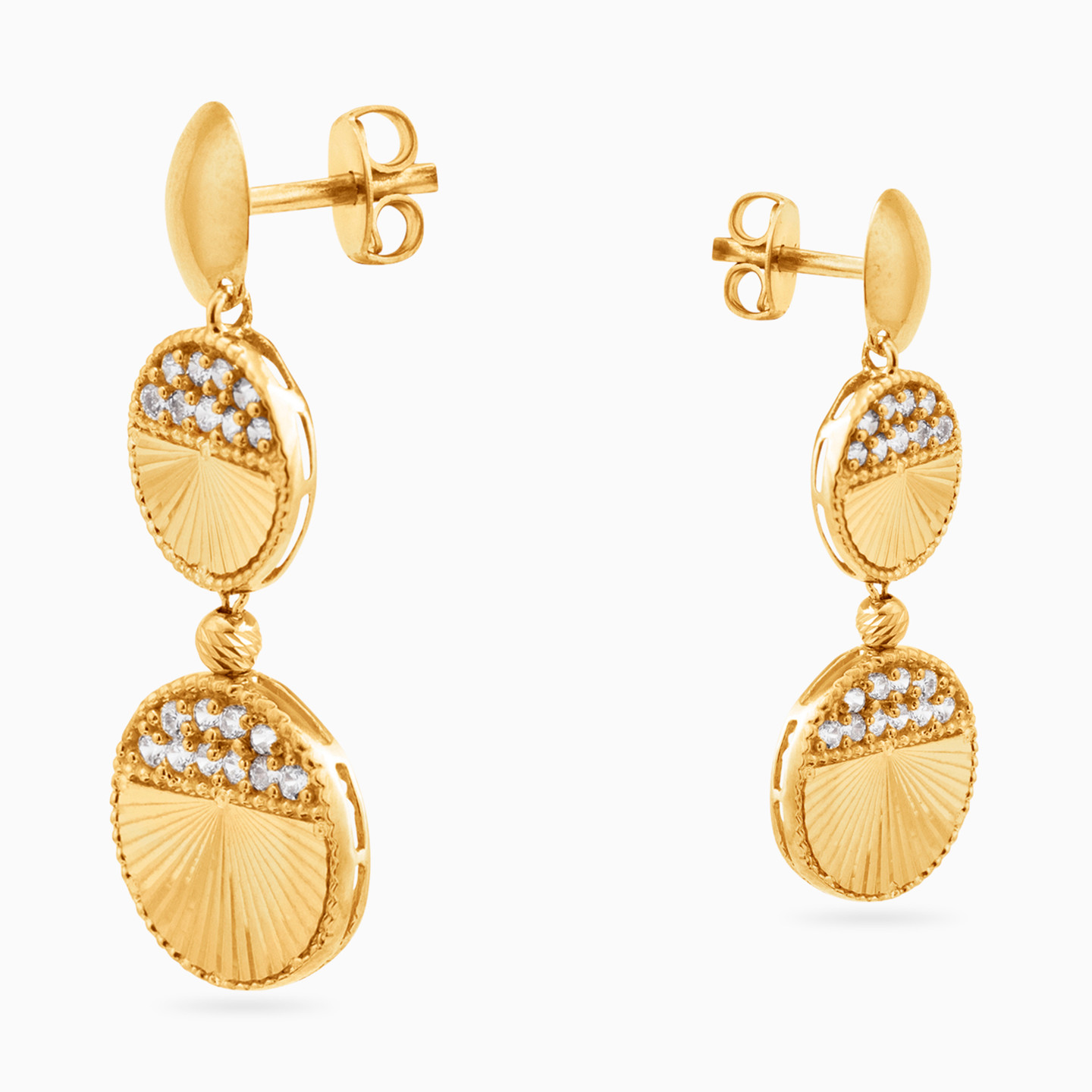 21K Gold Cubic Zirconia Drop Earrings - 3