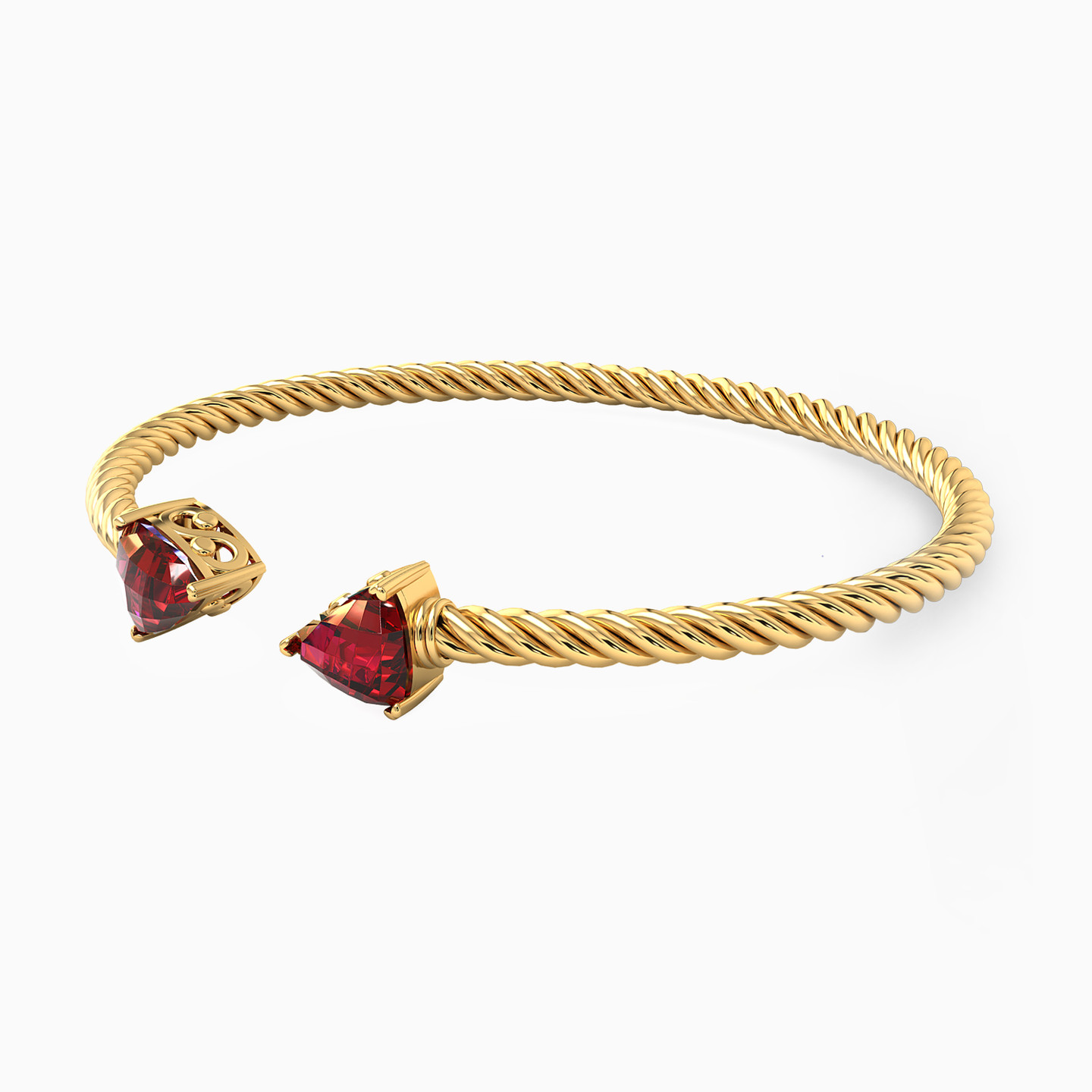 18K Gold Colored Stones Bangle Bracelet - 2