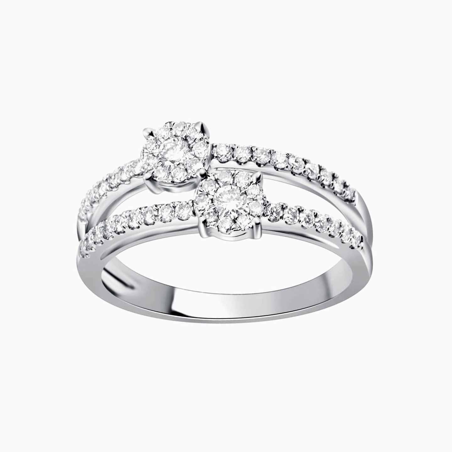 Circle Diamond Two-headed Ring in 18K Gold - 2 Circle Diamond Two-headed Ring in 18K Gold - 2