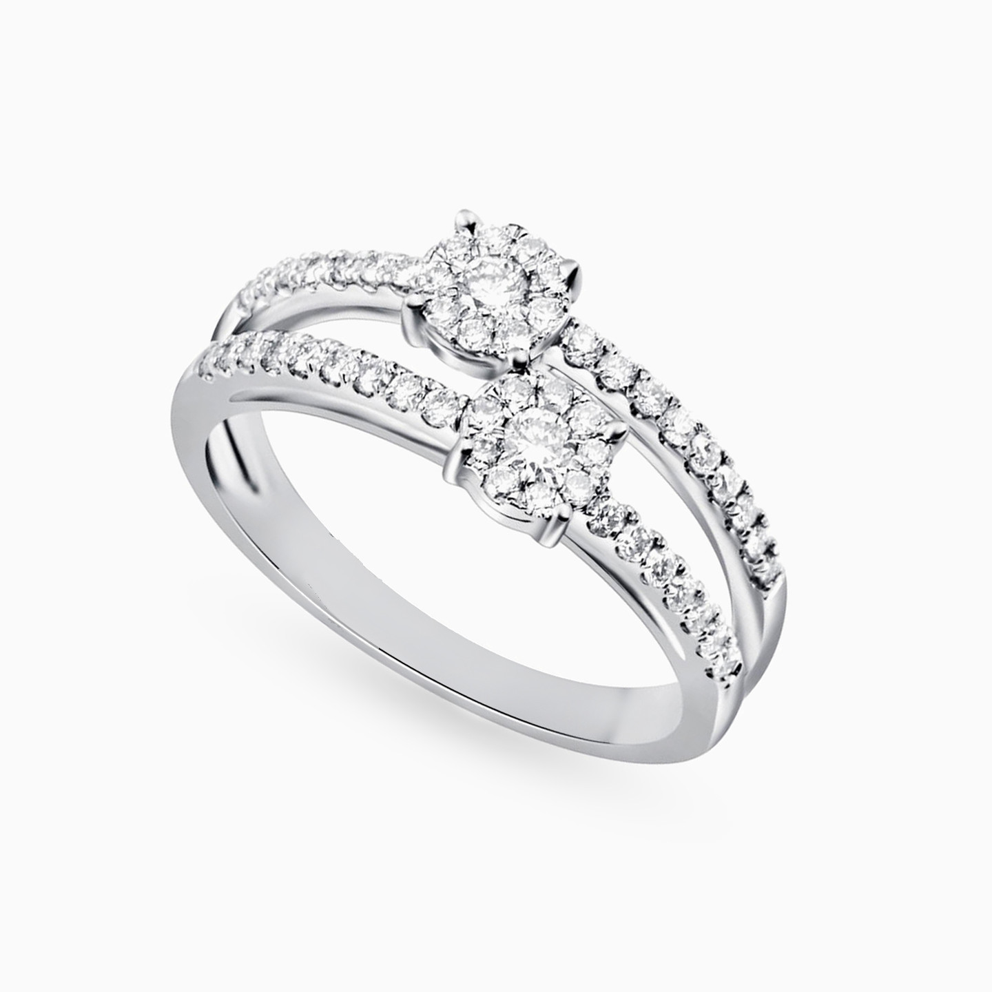 Circle Diamond Two-headed Ring in 18K Gold - 3 Circle Diamond Two-headed Ring in 18K Gold - 3