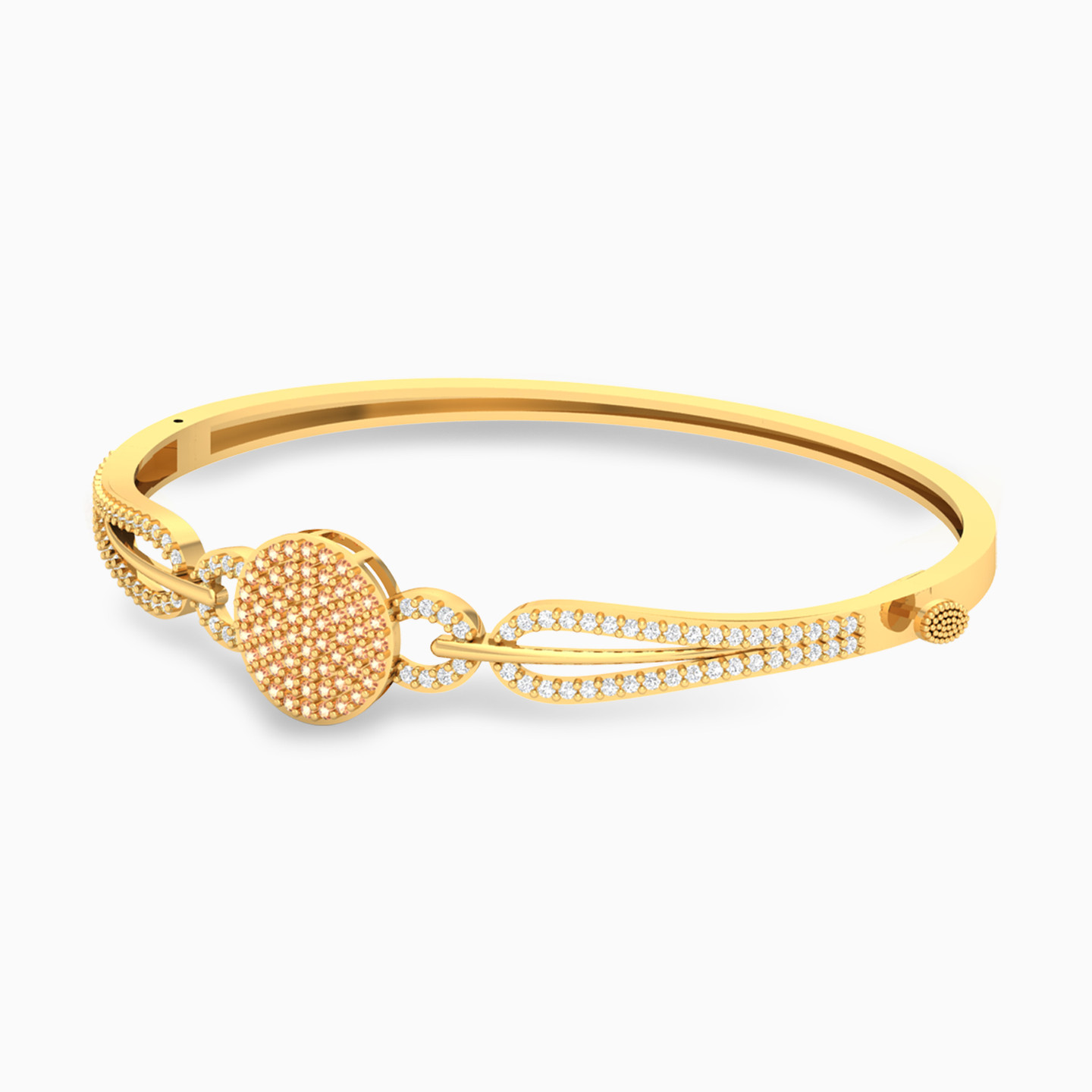 Circle Orange Stone Bangle Bracelet in 18K Gold | L'azurde KSA